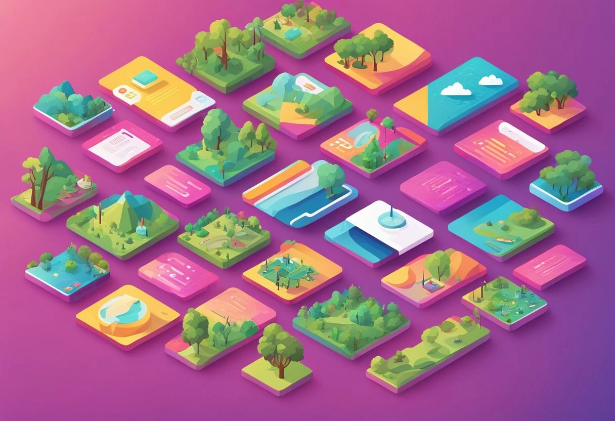 A set of colorful isometric icons featuring Instagram Quotes.
