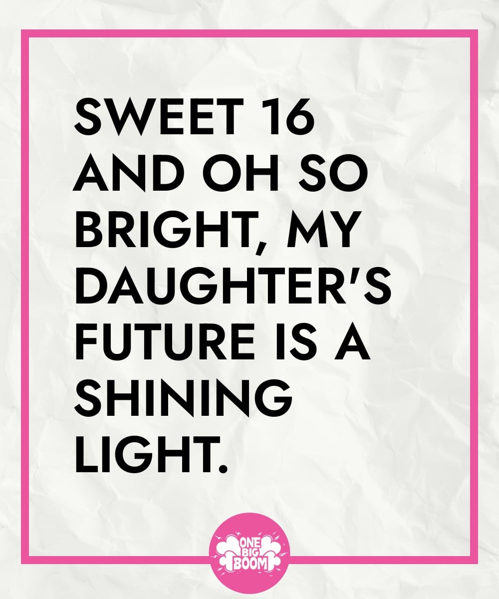 Inspirational quote on a wrinkled paper background: "sweet and oh so bright, my daughter's future is a shining light.