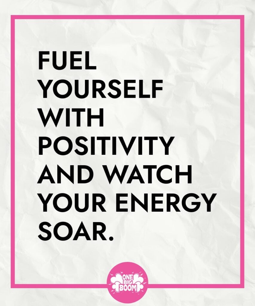 Inspirational quote on crumpled paper effect background: "fuel yourself with positivity and watch your energy soar.