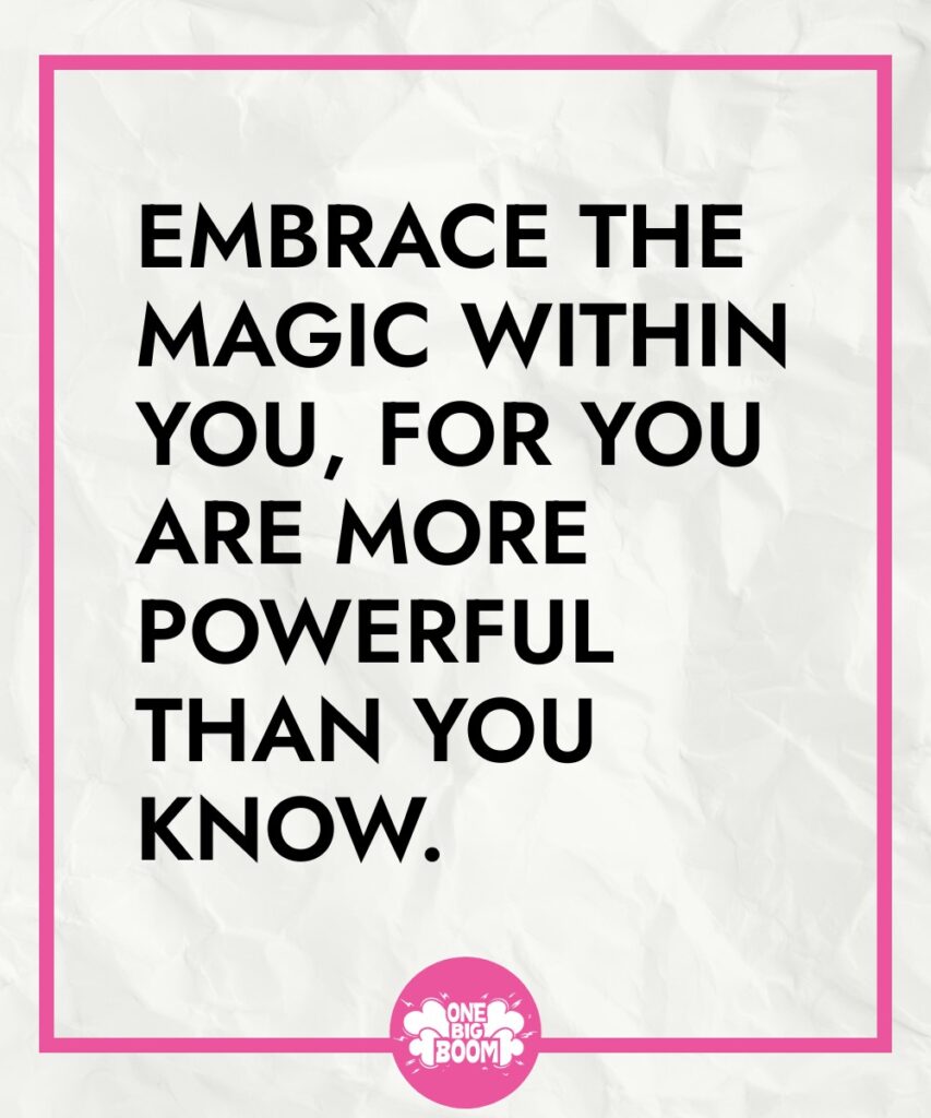 Inspirational quote on a crumpled paper background: "embrace the magic within you, for you are more powerful than you know.
