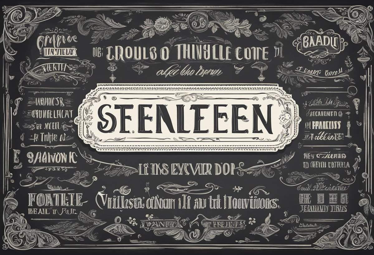 Vintage-style blackboard featuring ornate hand-drawn typography and decorations.