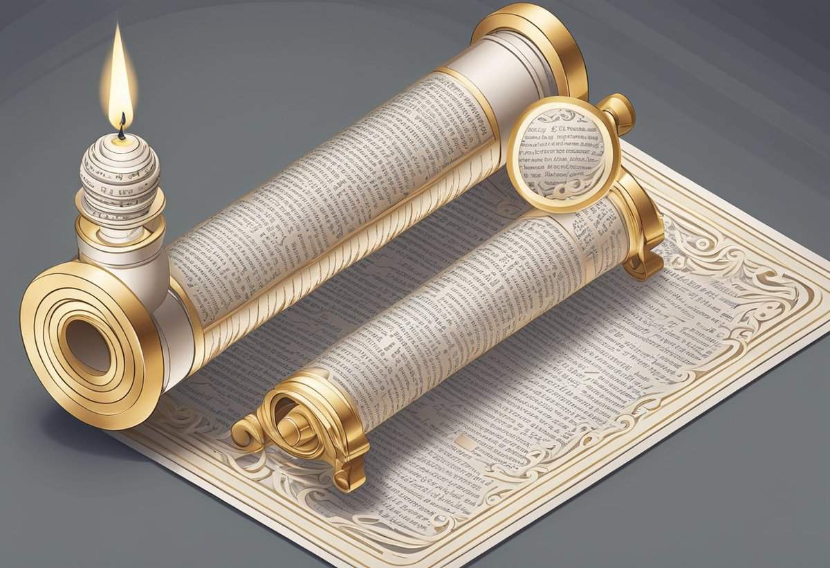 An ornate, illuminated scroll with magnifying glasses and intricate details on a dark background.