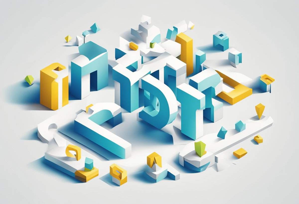 Isometric digital illustration of a stylized miniature cityscape with geometric buildings in shades of blue, white, and yellow, with scattered green trees.