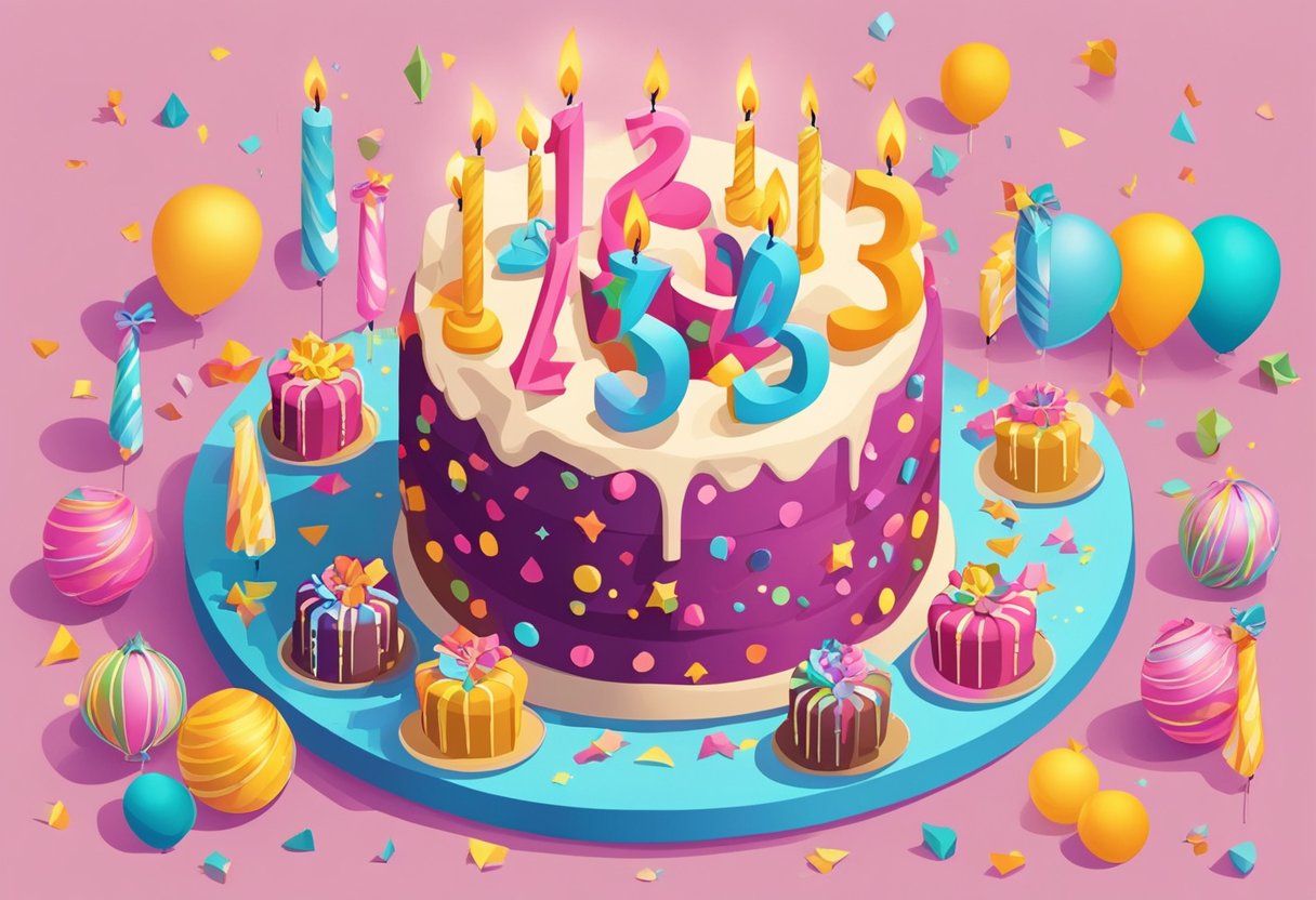 A colorful birthday cake with 29 candles lit, surrounded by festive decorations and a loving message for a daughter's 29th birthday