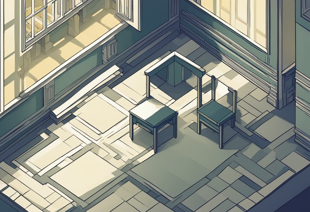A single chair sits in an empty room, surrounded by silence. The dim light casts long shadows, emphasizing the feeling of isolation and solitude