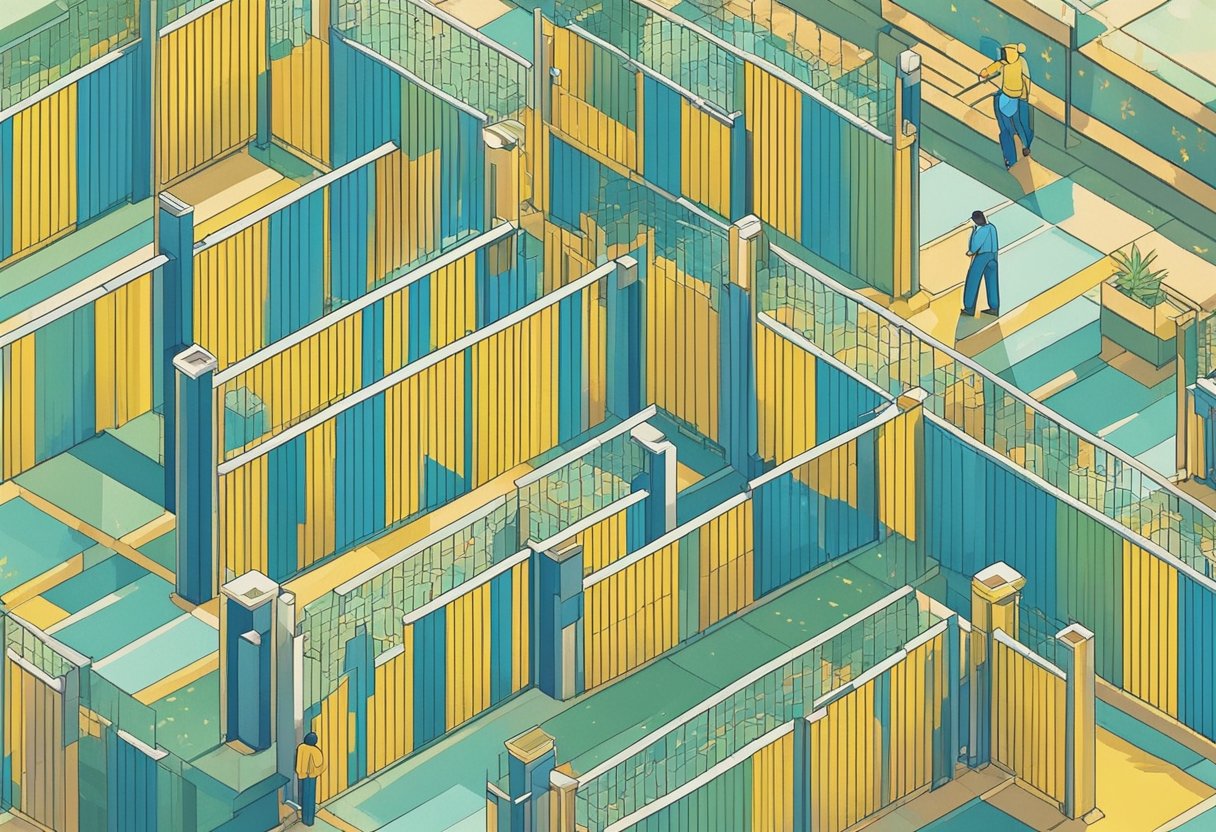 A person standing at a fence, with one foot on either side, symbolizing the balance of maintaining relationships boundaries