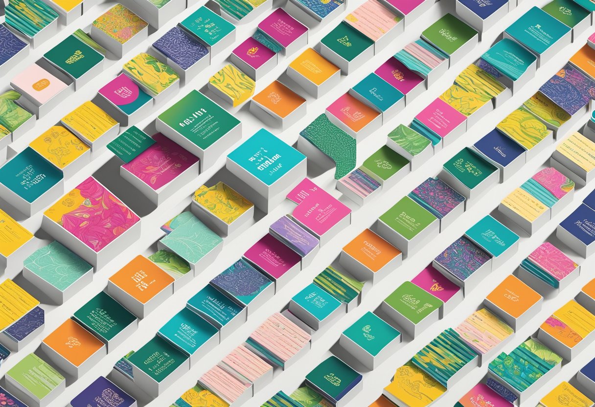 A colorful array of quote cards arranged in a grid pattern, with varying fonts and designs, surrounded by vibrant flowers and foliage