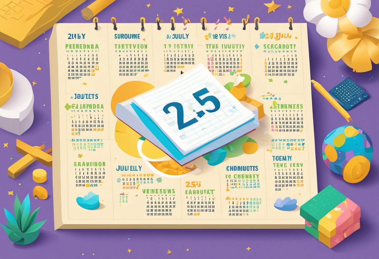 A calendar page with the heading "25 July Quotes" surrounded by various quotes and decorative elements