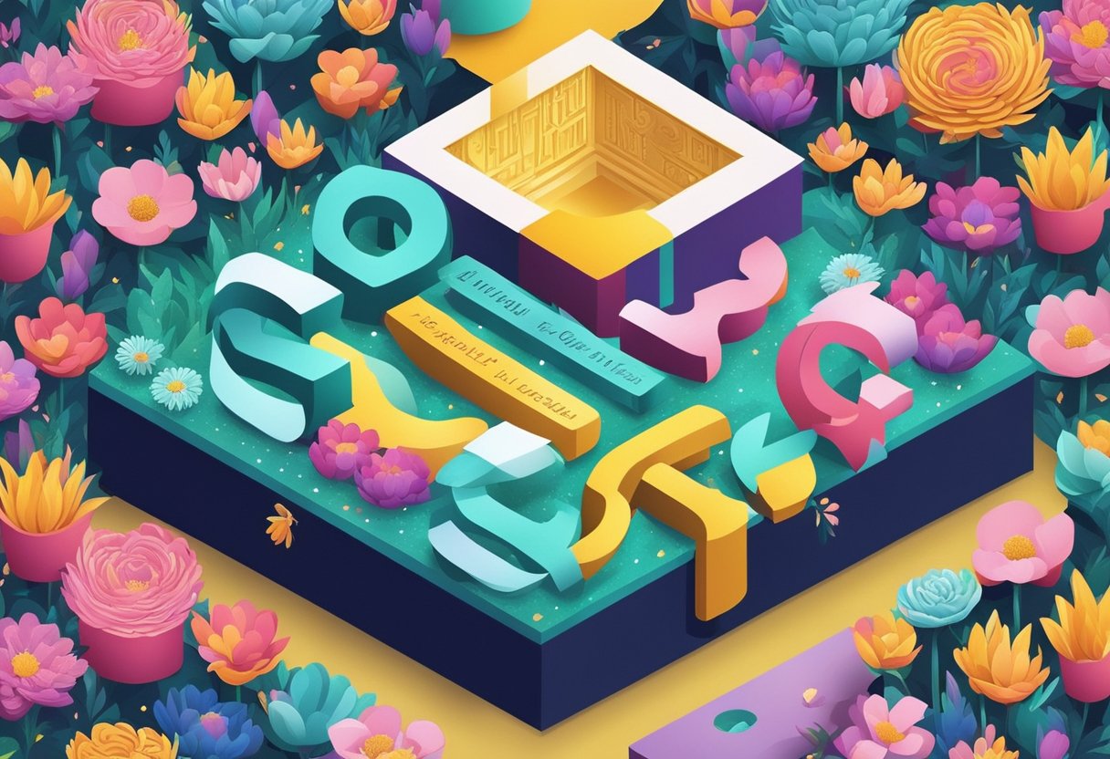 A collection of quotes arranged in a decorative display, with vibrant colors and elegant typography, surrounded by flowers and sparkles